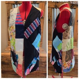 Upcycled Vtg Quilt Top Vest M-L Handmade Dont Throw It Out